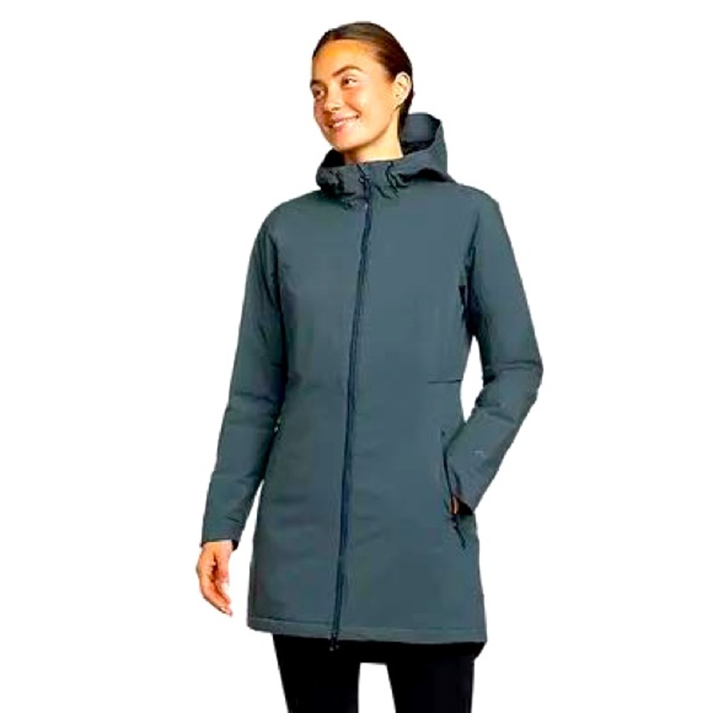 NWT Eddie Bauer Cloud Cap Stretch Insulated Trench Coat size Women's Petite S